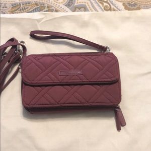 Cranberry colored quilted wristlet